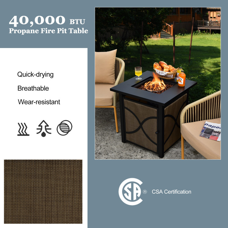 25 Inch 40000 BTU Propane Fire Pit Table with Lid and Fire GlassCostway Gallery View 8 of 10