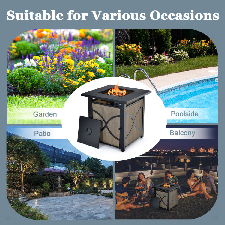 25 Inch 40000 BTU Propane Fire Pit Table with Lid and Fire GlassCostway Gallery View 5 of 10