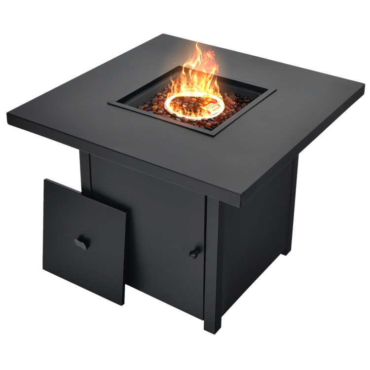 32 Inch 40000 BTU Propane Fire Pit Table with Lid and Fire GlassCostway Gallery View 1 of 10