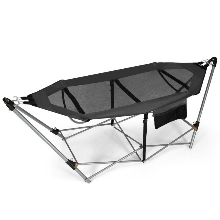 Portable Folding Hammock with Hammock Stand-GrayCostway Gallery View 1 of 10