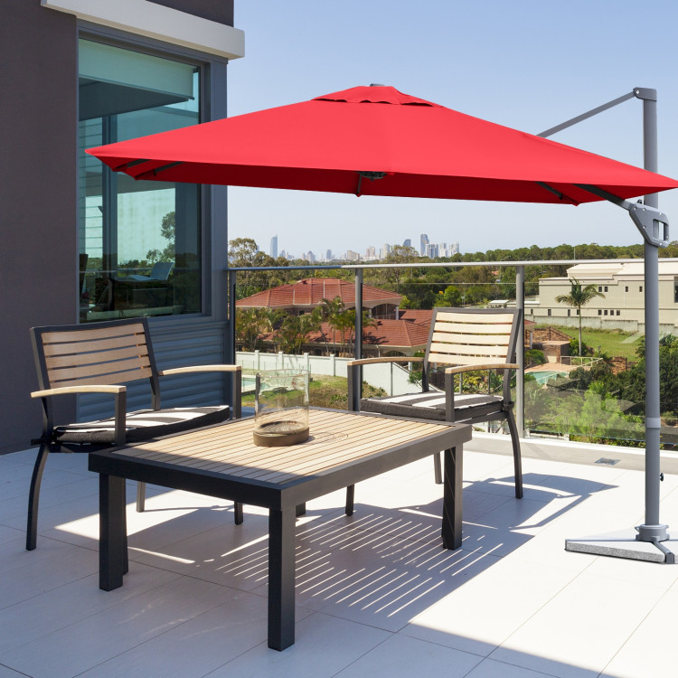 10 x 10 Feet Patio Offset Cantilever Umbrella with Aluminum 360-degree Rotation Tilt-WineCostway Gallery View 6 of 12
