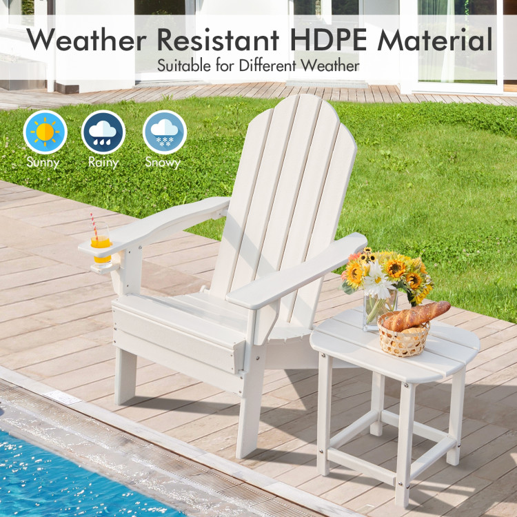 Weather Resistant Patio Chair with Built-in Cup Holder-WhiteCostway Gallery View 2 of 10