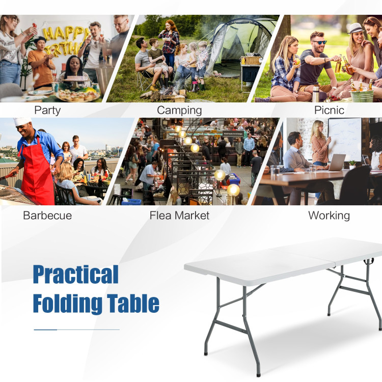 6' Folding Portable Plastic Outdoor Camp TableCostway Gallery View 5 of 10