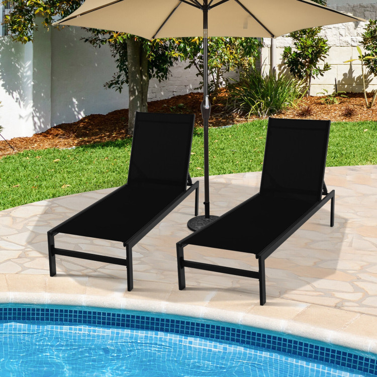 6-Position Chaise Lounge Chairs with Rustproof Aluminium Frame-BlackCostway Gallery View 6 of 9