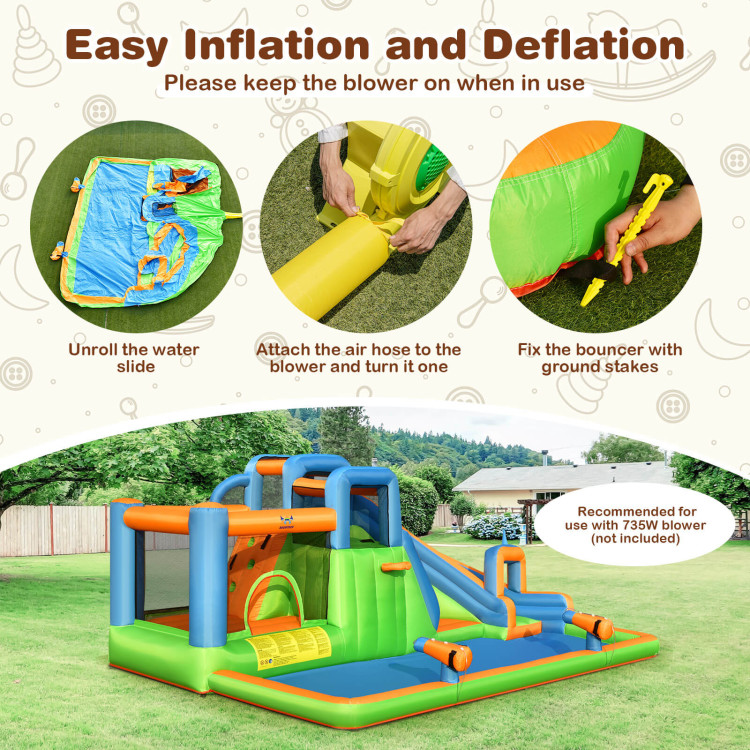 Inflatable Water Slide with Dual Climbing Walls and Blower ExcludedCostway Gallery View 5 of 9