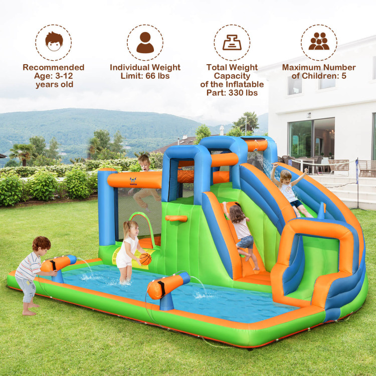 Inflatable Water Slide with Dual Climbing Walls and Blower ExcludedCostway Gallery View 3 of 9