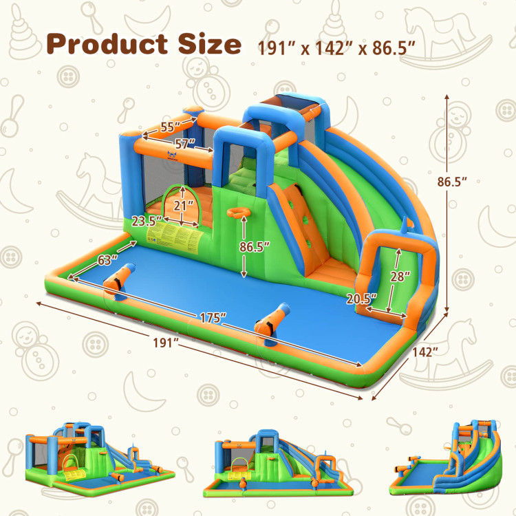 Inflatable Water Slide with Dual Climbing Walls and Blower ExcludedCostway Gallery View 4 of 9