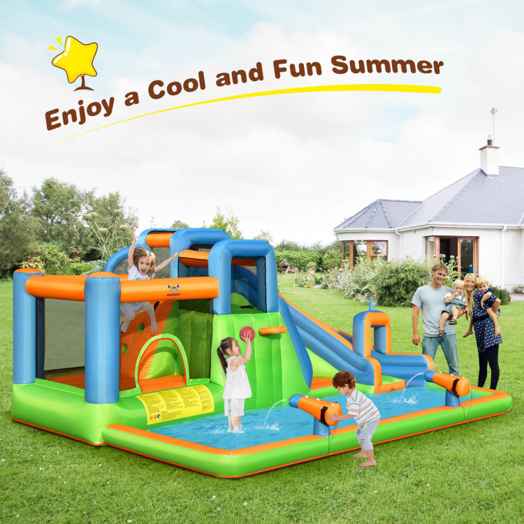 Inflatable Water Slide with Dual Climbing Walls and Blower ExcludedCostway Gallery View 2 of 9