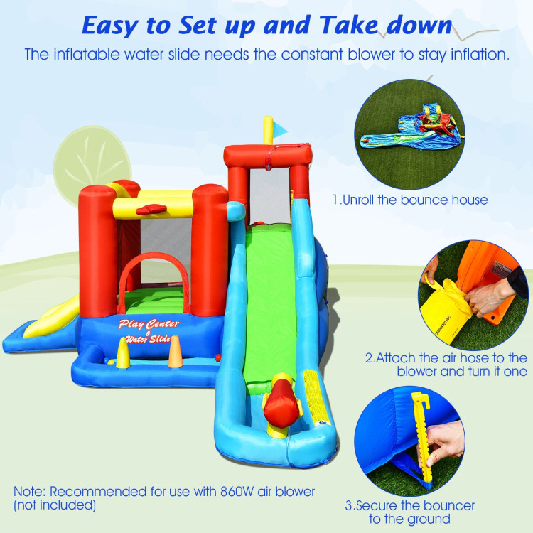 9-in-1 Inflatable Kids Water Slide Bounce House without BlowerCostway Gallery View 8 of 11