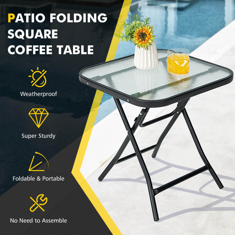 18 Inch Square Patio Bistro Table with Rustproof FrameCostway Gallery View 3 of 10