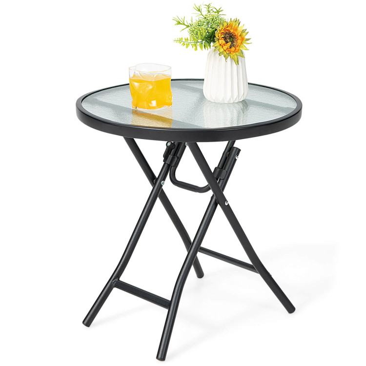 Patio Side Table with Tempered Glass Tabletop - Gallery View 4 of 10