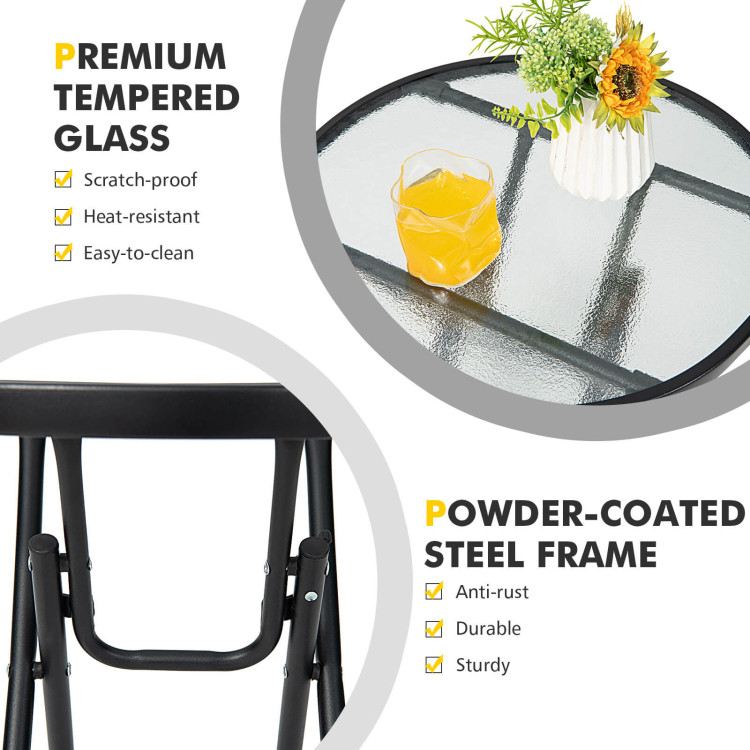 Patio Side Table with Tempered Glass TabletopCostway Gallery View 9 of 10