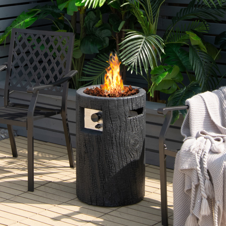 16 Inch Auto-Ignition Patio Gas Fire Pit with Waterproof Protective Cover-BlackCostway Gallery View 7 of 12