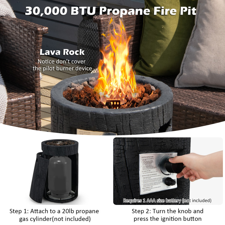 16 Inch Auto-Ignition Patio Gas Fire Pit with Waterproof Protective Cover-BlackCostway Gallery View 11 of 12