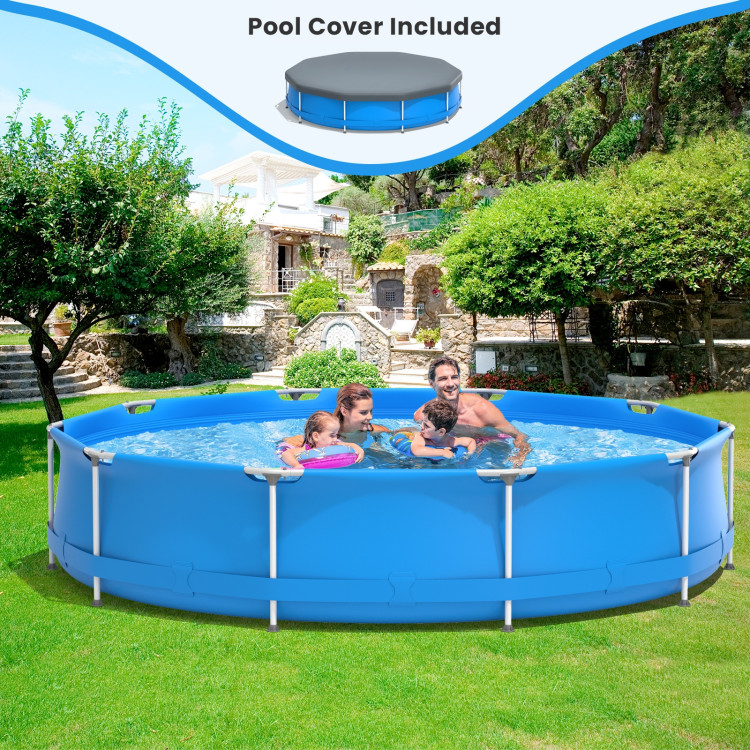 Round Above Ground Swimming Pool With Pool Cover-BlueCostway Gallery View 6 of 9