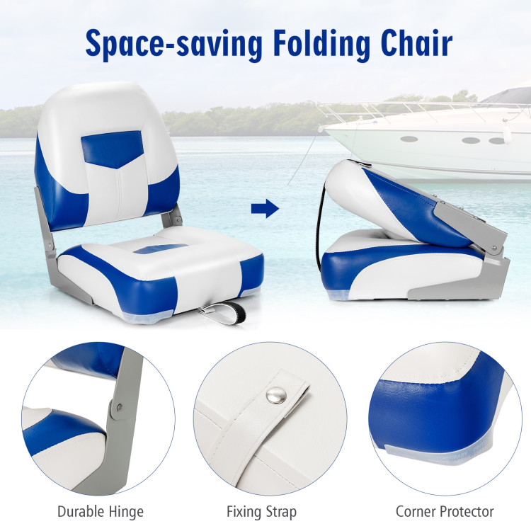 Set of 2 Folding Low Back Fishing Boat Seats with Stainless Steel Screws -  Costway