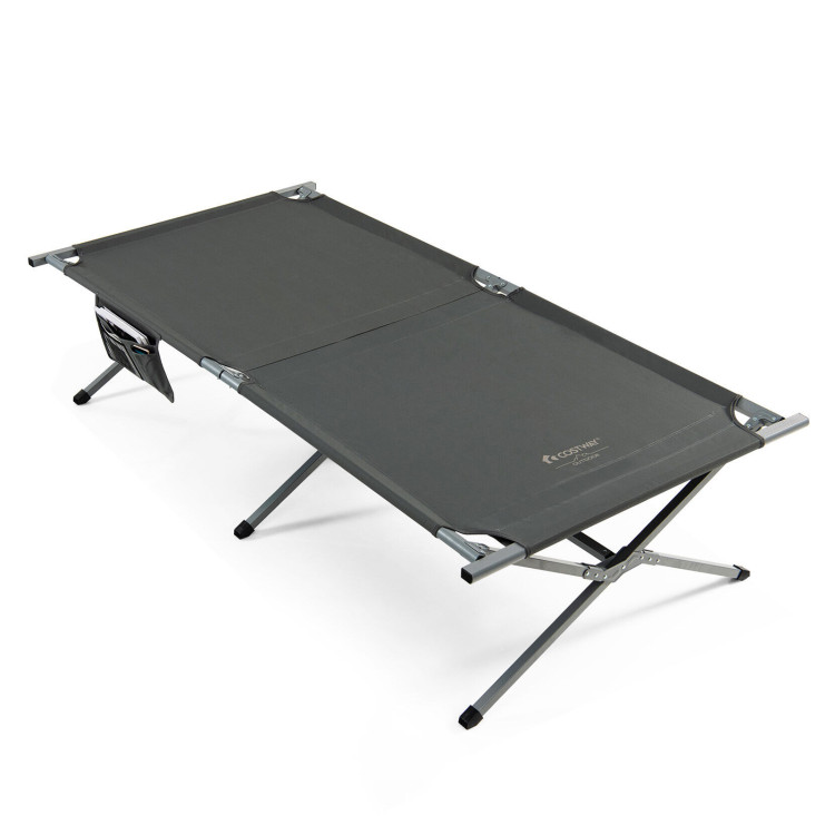 Extra Wide Folding Camping Bed with Carry Bag and Storage Bag-GrayCostway Gallery View 1 of 12