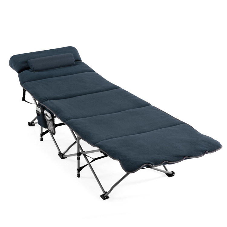 Folding Retractable Travel Camping Cot with Mattress and Carry Bag-BlueCostway Gallery View 1 of 12