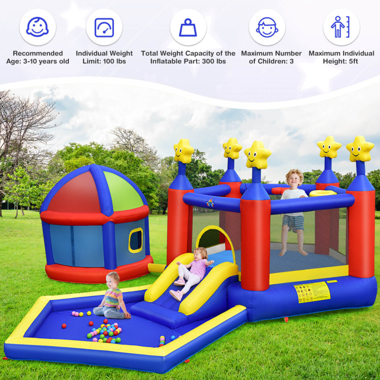 Kids Inflatable Bouncy Castle with Slide Large Jumping Area Playhouse and 735W BlowerCostway Gallery View 3 of 10