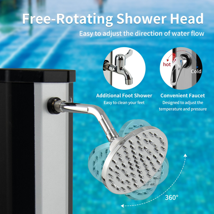7.2 Feet 9.3 Gallon Solar Heated Shower with Adjustable Head and Foot TapCostway Gallery View 9 of 10