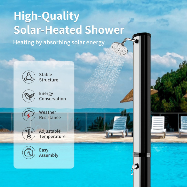 7.2 Feet 9.3 Gallon Solar Heated Shower with Adjustable Head and Foot TapCostway Gallery View 2 of 10