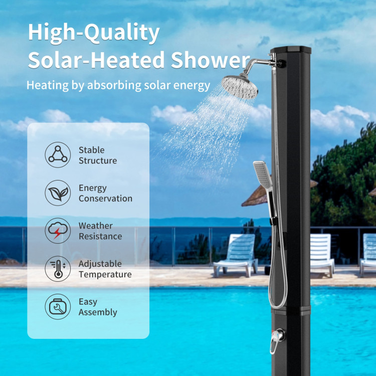 7.2 Feet 9.3 Gallon Solar Heated Shower with Hand and Foot TapCostway Gallery View 2 of 10