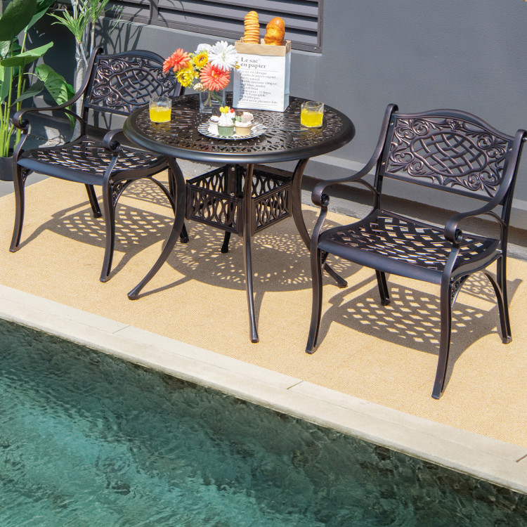 2-Piece Outdoor Cast Aluminum Chairs with Armrests and Curved Seats-CopperCostway Gallery View 6 of 10