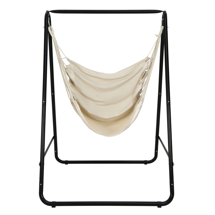 Hanging Padded Hammock Chair with Stand and Heavy Duty Steel-BeigeCostway Gallery View 1 of 10