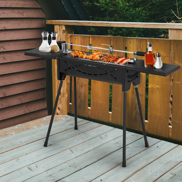 Portable Charcoal Grill with Electric Roasting Fork-BlackCostway Gallery View 6 of 10