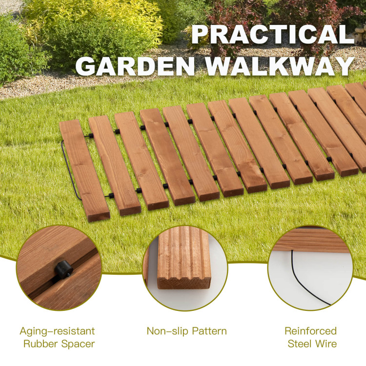 8 Feet Roll-out Weather-Resistant Patio Hardwood Pathway-17"Costway Gallery View 2 of 9
