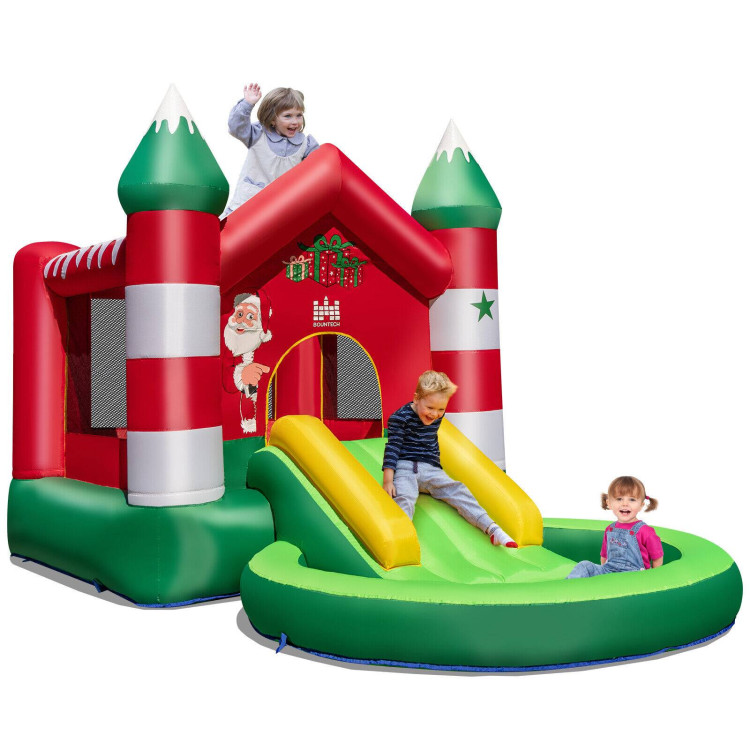Christmas Themed Kids Inflatable Bounce House with Slide without BlowerCostway Gallery View 1 of 11