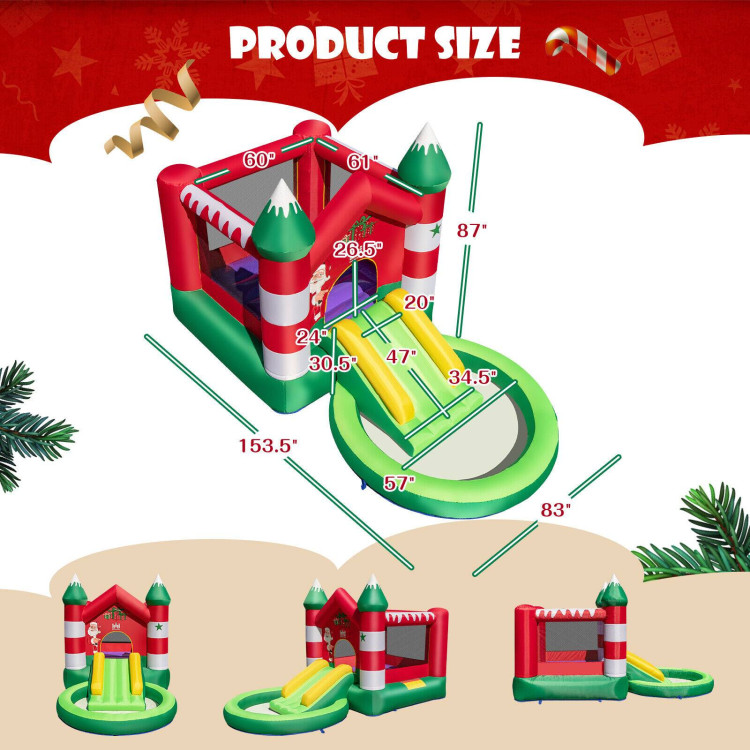 Christmas Themed Kids Inflatable Bounce House with Slide without BlowerCostway Gallery View 4 of 11