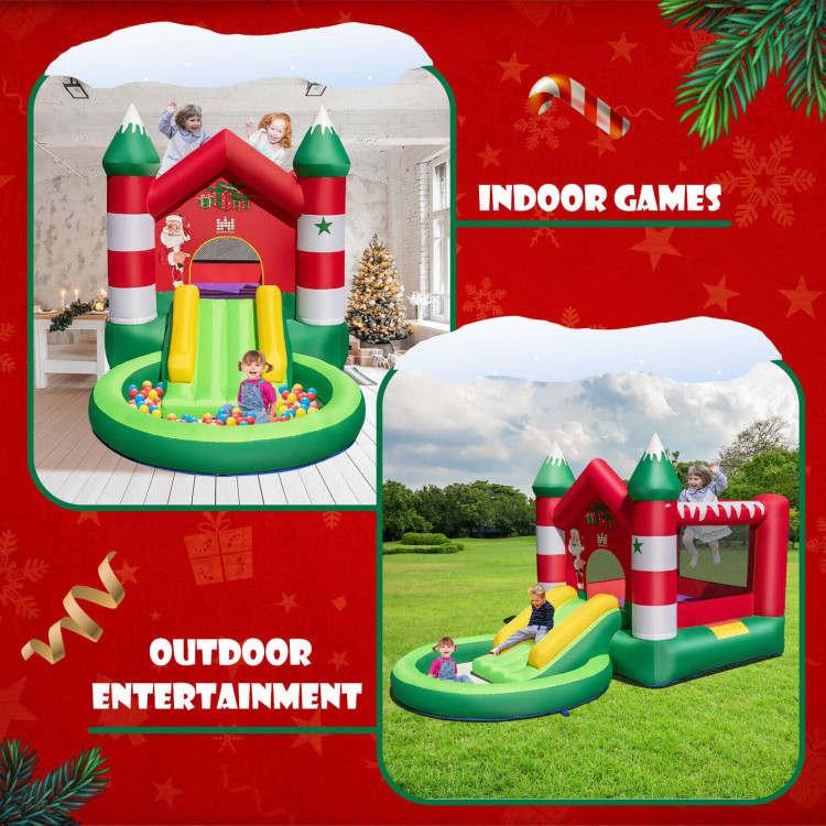 Christmas Themed Kids Inflatable Bounce House with Slide without BlowerCostway Gallery View 9 of 11