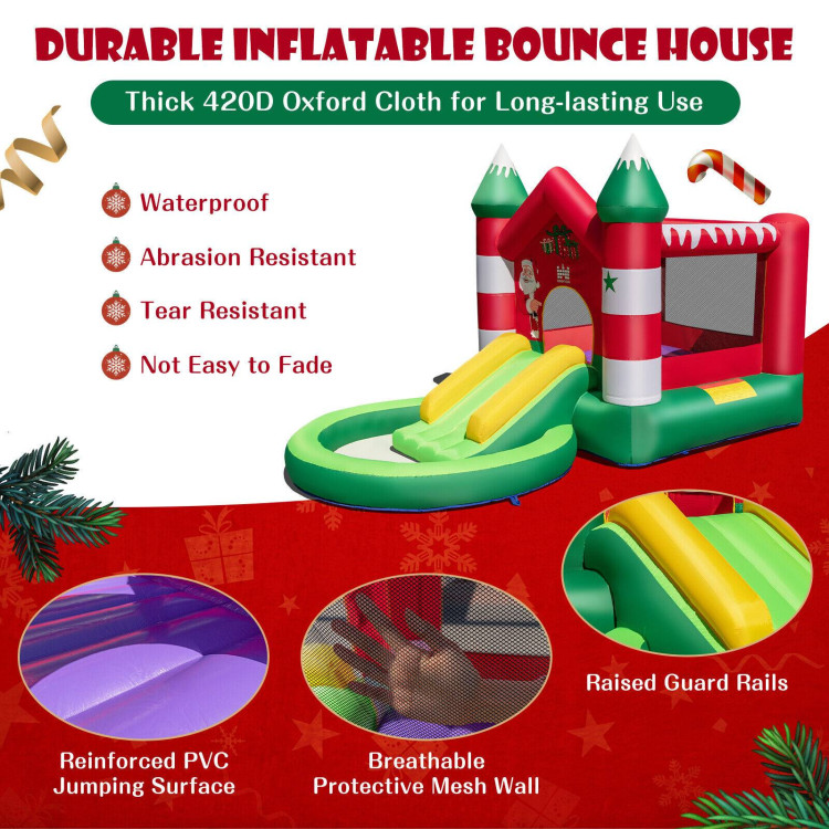 Christmas Themed Kids Inflatable Bounce House with Slide without BlowerCostway Gallery View 5 of 11