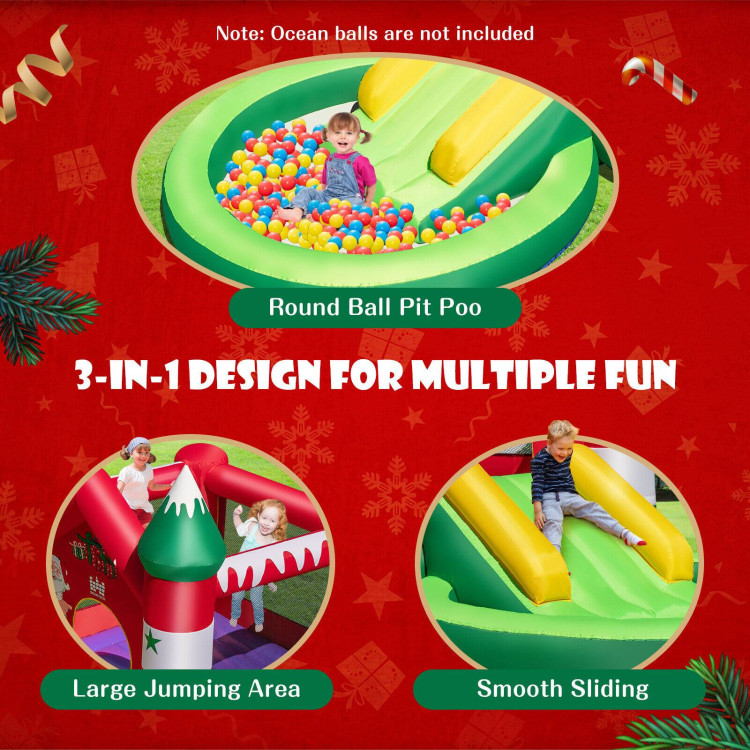 Christmas Themed Kids Inflatable Bounce House with Slide without BlowerCostway Gallery View 11 of 11