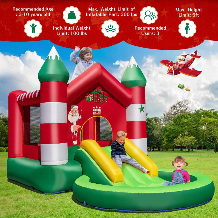 Christmas Themed Kids Inflatable Bounce House with Slide without BlowerCostway Gallery View 3 of 11