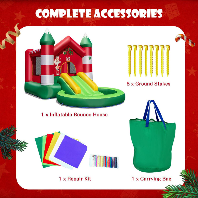 Christmas Themed Kids Inflatable Bounce House with Slide without BlowerCostway Gallery View 10 of 11