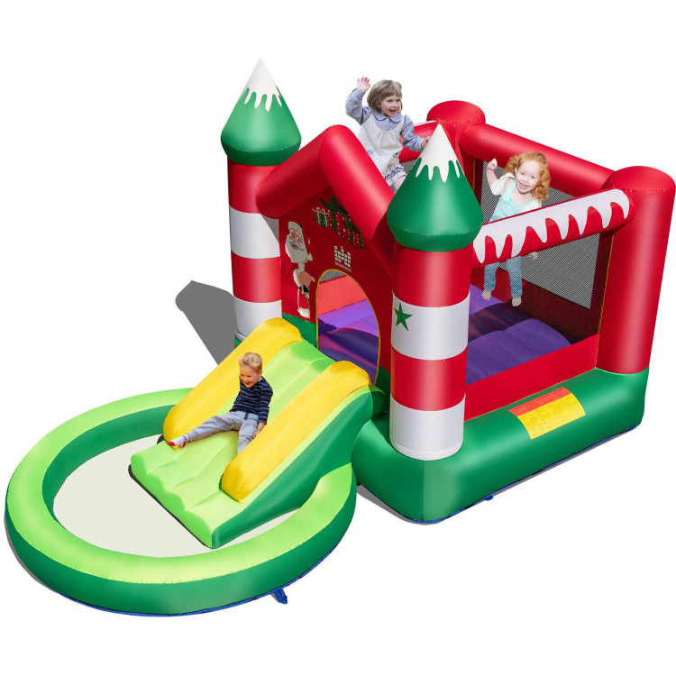 Christmas Themed Kids Inflatable Bounce House with Slide without BlowerCostway Gallery View 7 of 11