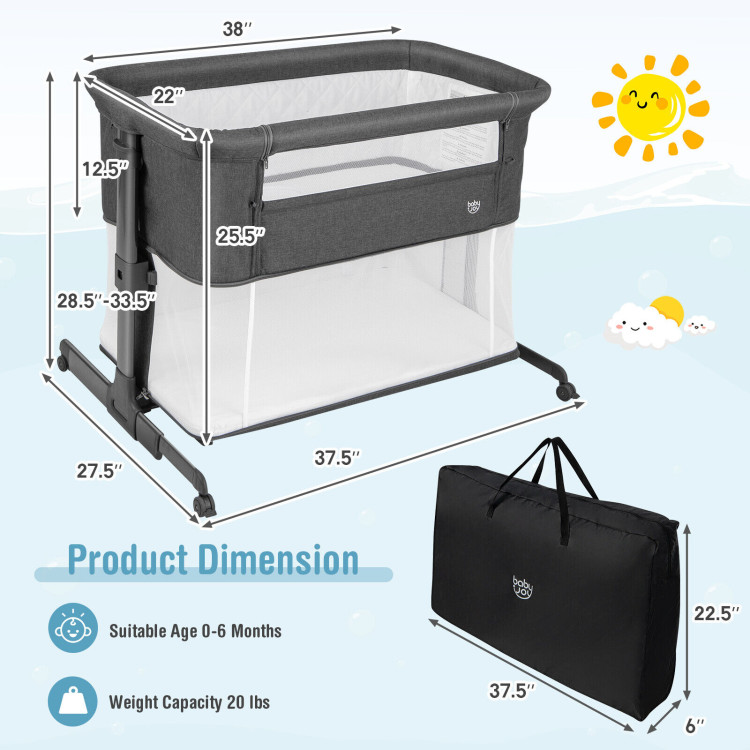 3-in-1 Baby Bassinet with Double-Lock Design and Adjustable Heights -  Costway