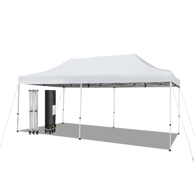 10 x 20 Feet Outdoor Pop-Up Patio Folding Canopy Tent-WhiteCostway Gallery View 1 of 10