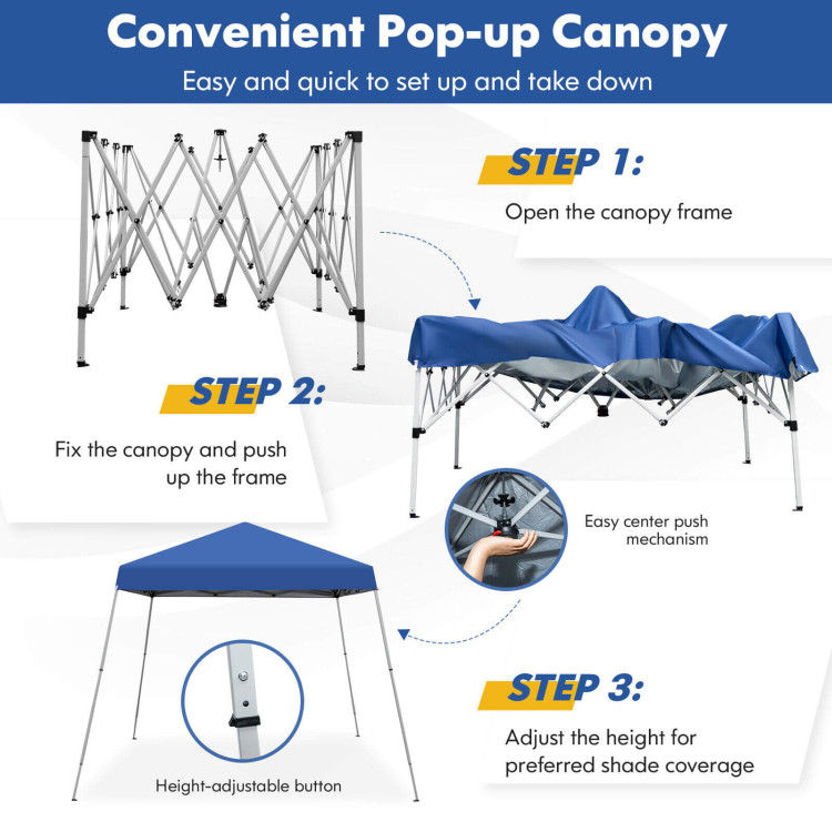 10 x 10 Feet Outdoor Instant Pop-up Canopy with Carrying Bag-BlueCostway Gallery View 5 of 10