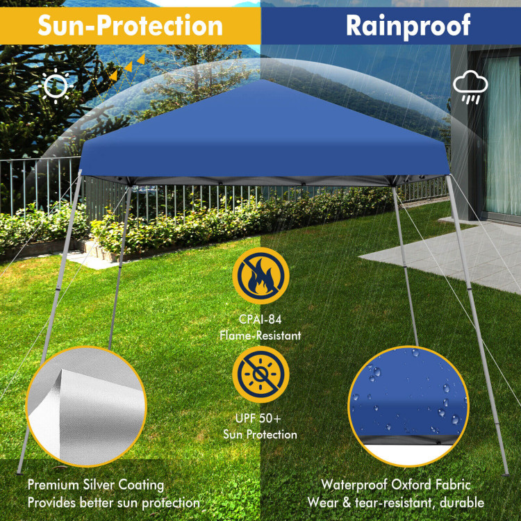 10 x 10 Feet Outdoor Instant Pop-up Canopy with Carrying Bag-BlueCostway Gallery View 3 of 10