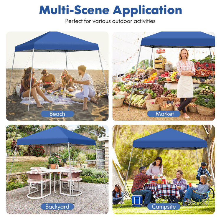 10 x 10 Feet Outdoor Instant Pop-up Canopy with Carrying Bag-BlueCostway Gallery View 9 of 10