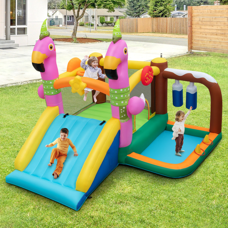  7-in-1 Flamingo Inflatable Bounce House with Slide without Blower - Gallery View 1 of 10