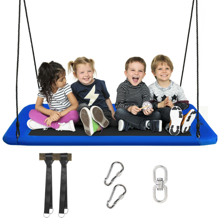 60 Inches Platform Tree Swing Outdoor with  2 Hanging Straps-BlueCostway Gallery View 6 of 9