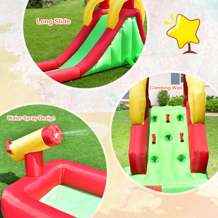 Inflatable Water Slide Bounce House with Climbing Wall Jumper and 480W Blower - Gallery View 10 of 11