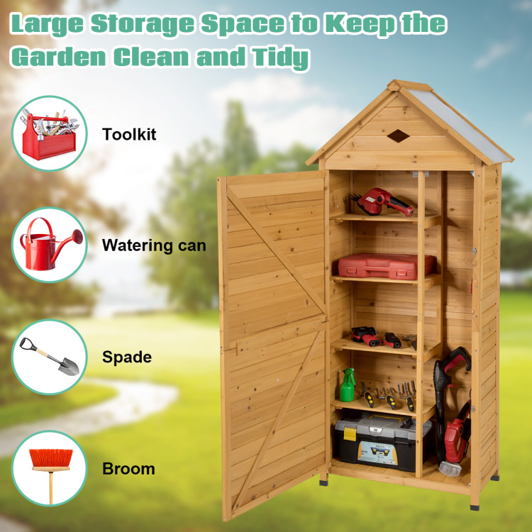 Outdoor Storage Cabinet Tool Shed Wooden Garden Shed, it Works Perfectly  for Storing Mower, Garden Hose, Outdoor Tool and Watering Tool, Solid fir