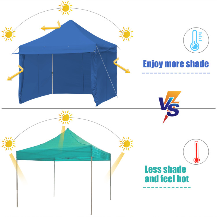 10 x 10 Feet Pop-up Gazebo with 5 Removable Zippered Sidewalls and
