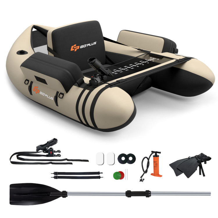 Costway Inflatable Boat Fishing Excursion Water Set w/Adjustable