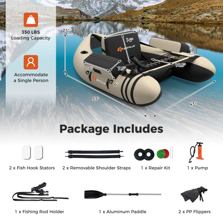 PEXMOR Inflatable Fishing Float Tube, Float Tubes for Fishing with Fish  Ruler, Pump, Storage Pockets, Carry Bag, Adjustable Straps, 350LBS Capacity